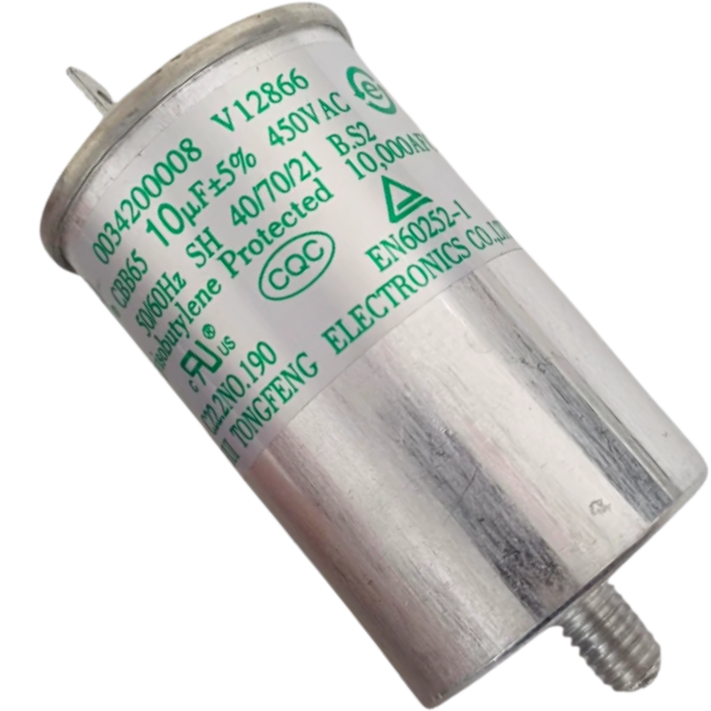 Capacitor De Partida 10uF 450V 43x65mm (Fast-on)
