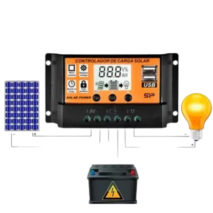 Controlador De Carga Painel Pwm Usb Lcd Display 12/24V 100A
