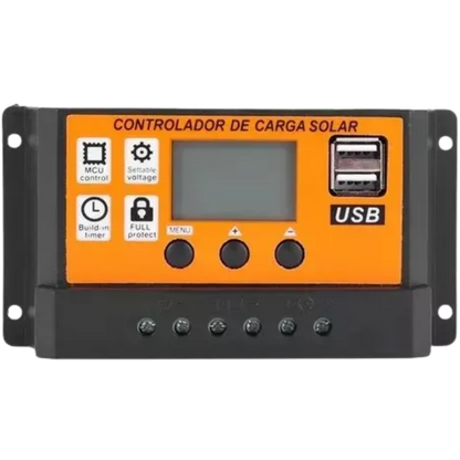 Controlador De Carga Painel Pwm Usb Lcd Display 12/24V 100A