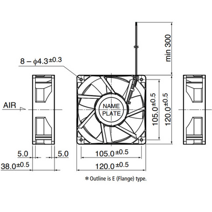 Microventilador AS12024HB389B00 24VDC 2,10A 120x120x38mm