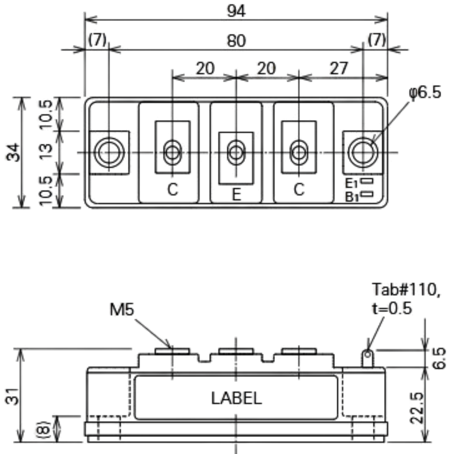 Módulo IGBT QM100HY-H 600V 100A