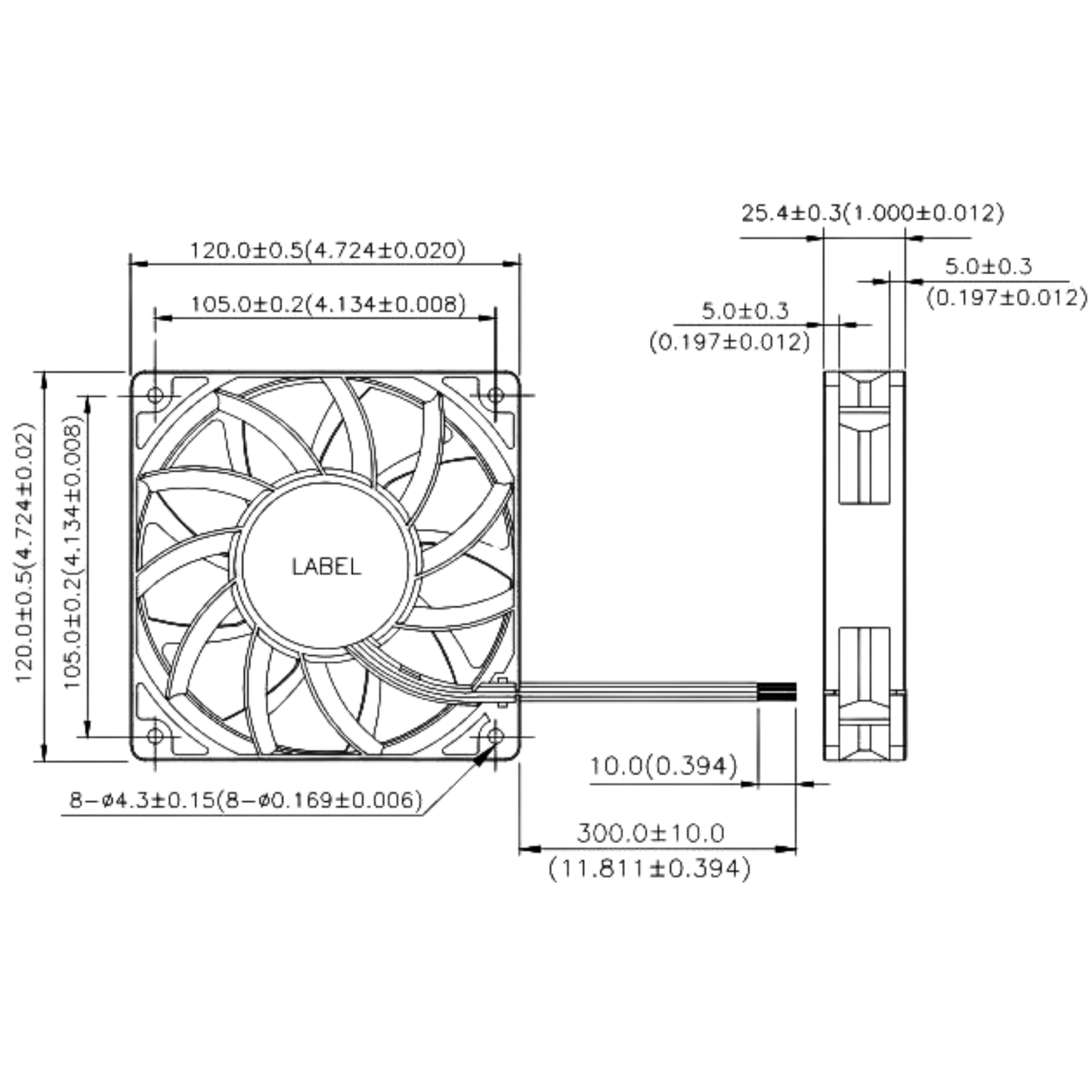 Microventilador THB1212B 12VDC 3A 120x120x25mm