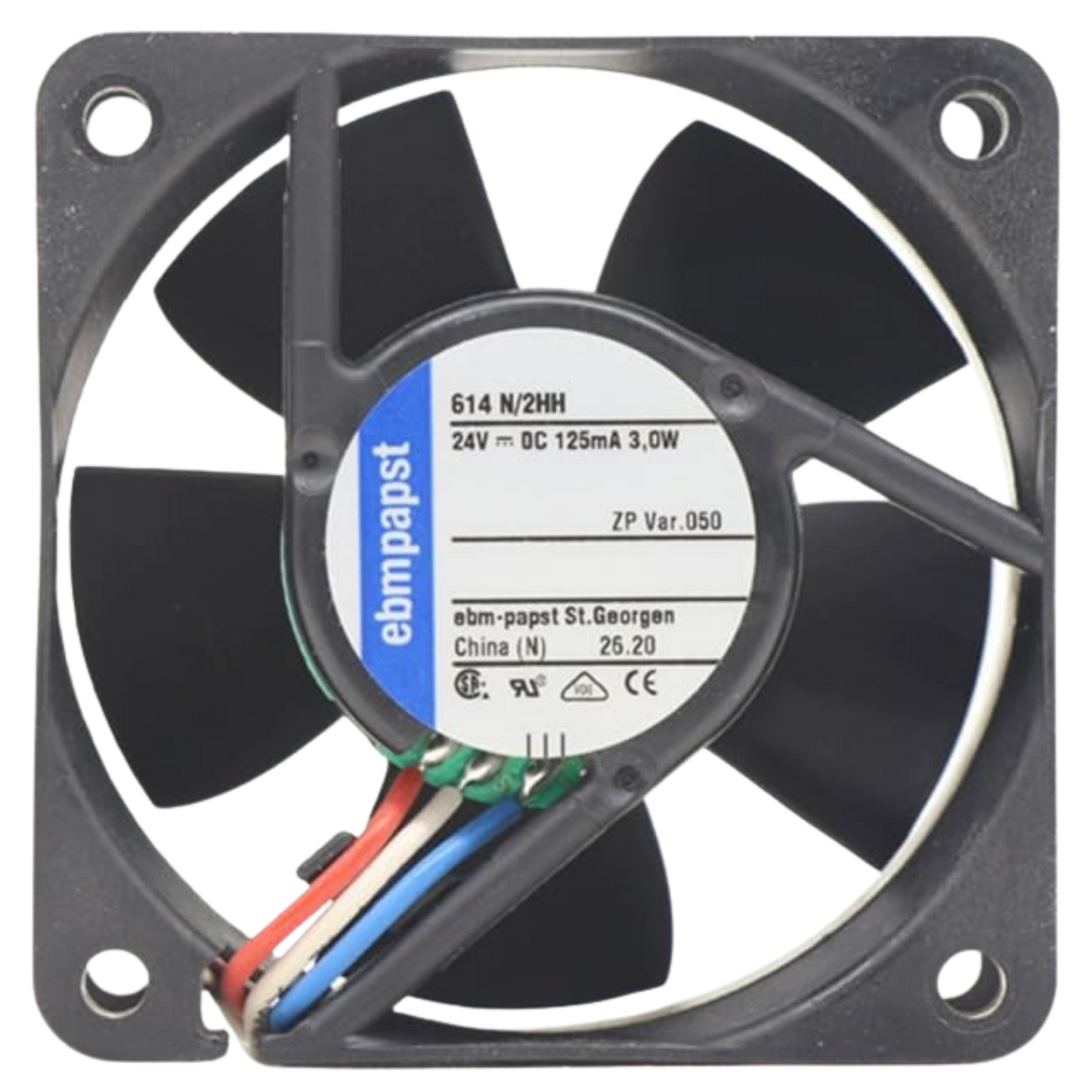 Microventilador 614N/2HH 24VDC 0,125A 60x60x25mm