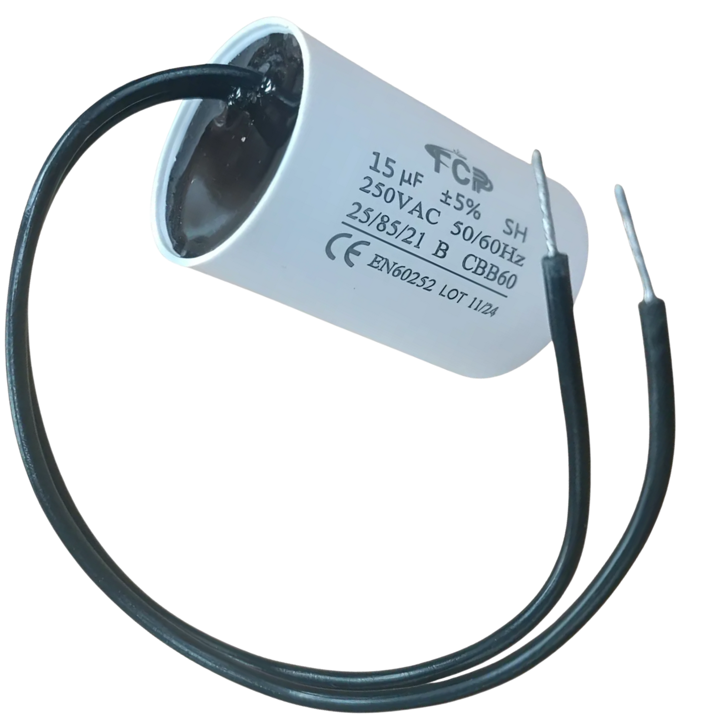 Capacitor De Partida 15uF 250V 30x48mm (2Fios)