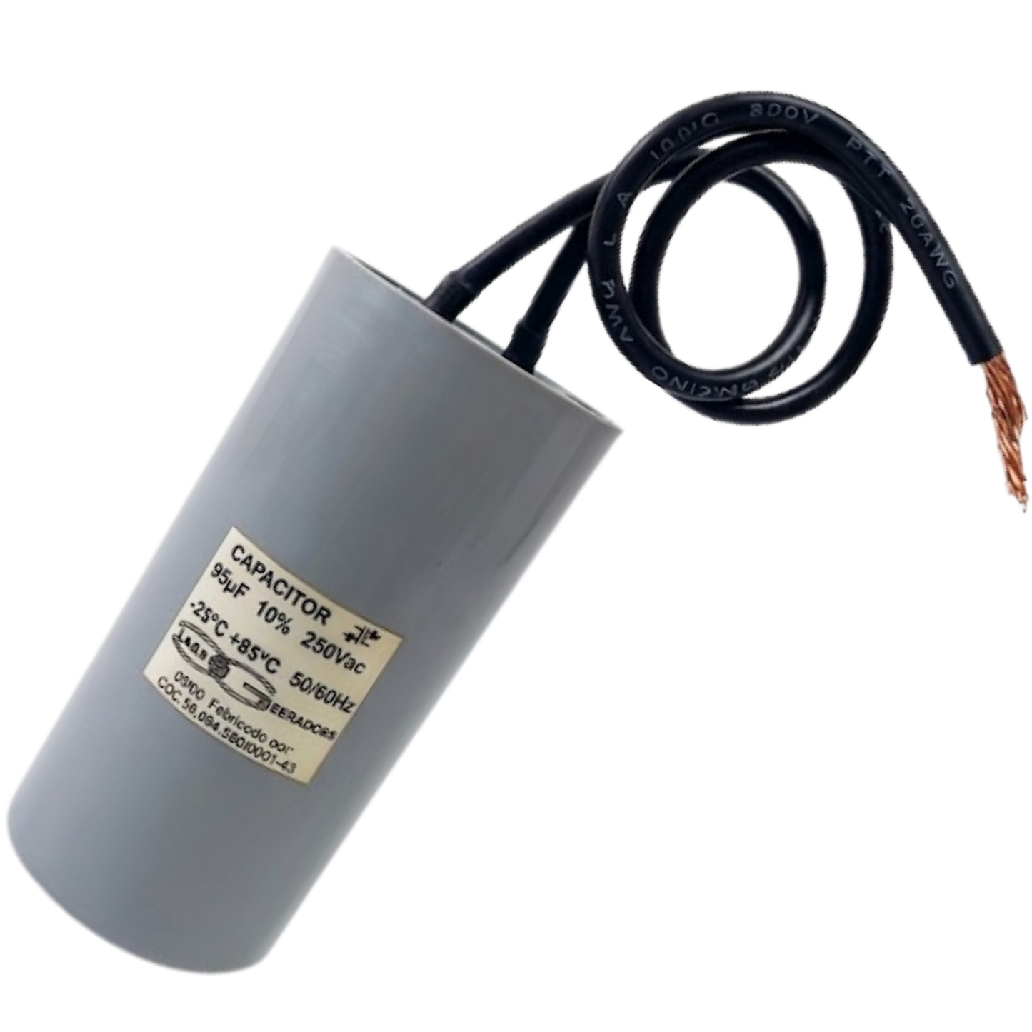 Capacitor De Partida 95uF 250V 24x46mm (2Fios)
