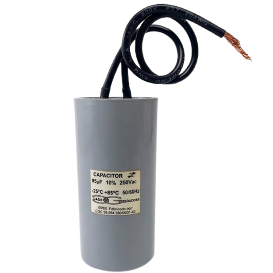 Capacitor De Partida 95uF 250V 24x46mm (2Fios)