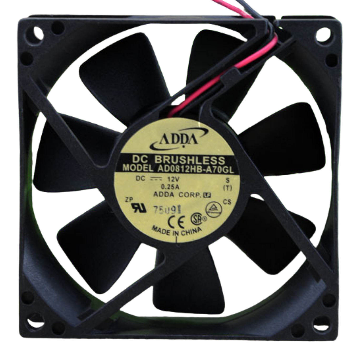 Microventilador AD0812HB-A70GL 12VDC 0,25A 80x80x25mm