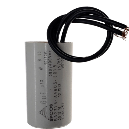 Capacitor De Partida 6uF 400V 27x47mm (2Fios)