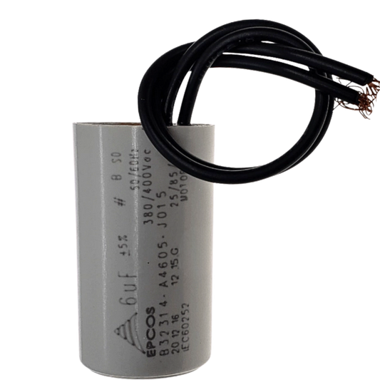Capacitor De Partida 6uF 400V 27x47mm (2Fios)