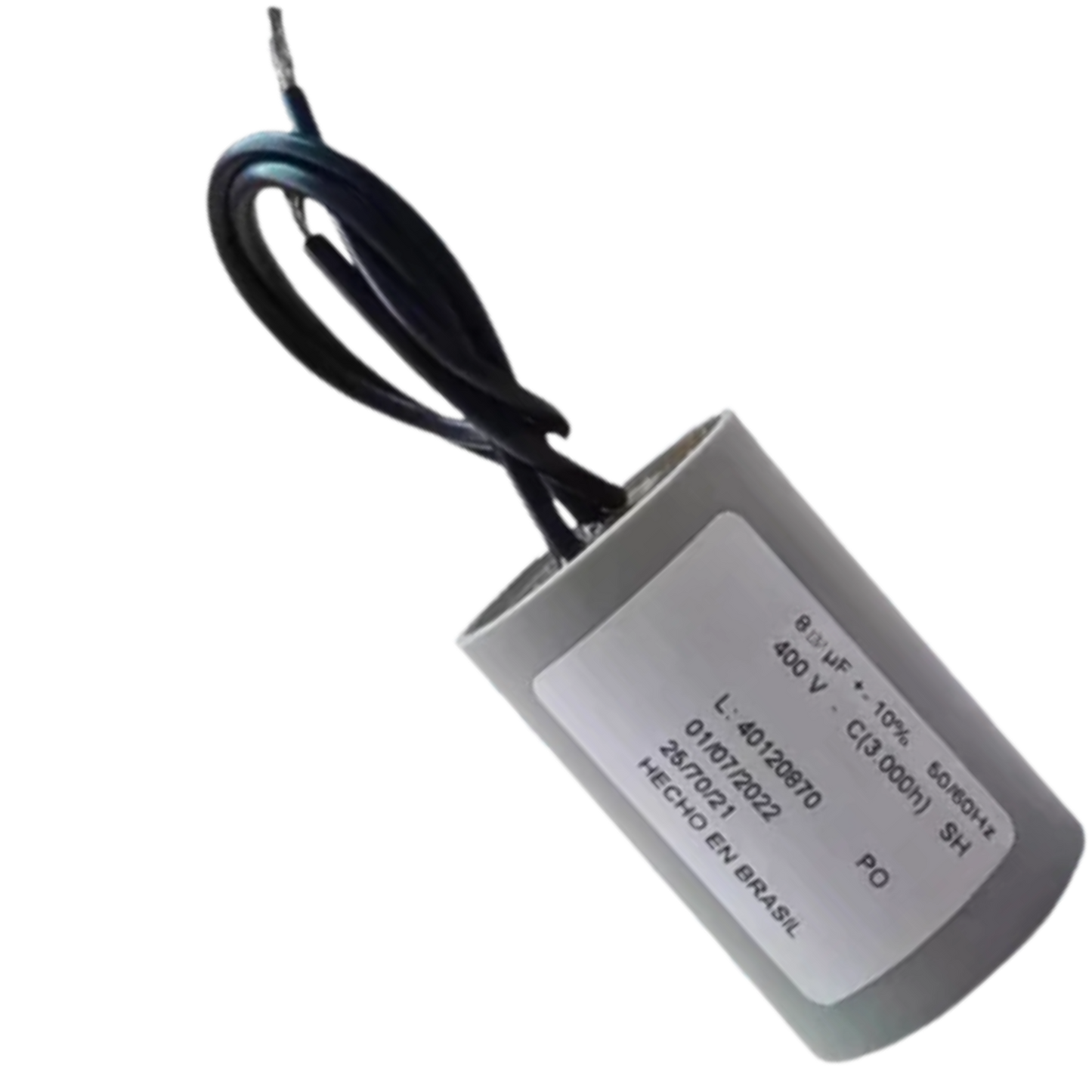 Capacitor De Partida 8uF 400V 30x46mm (2Fios)
