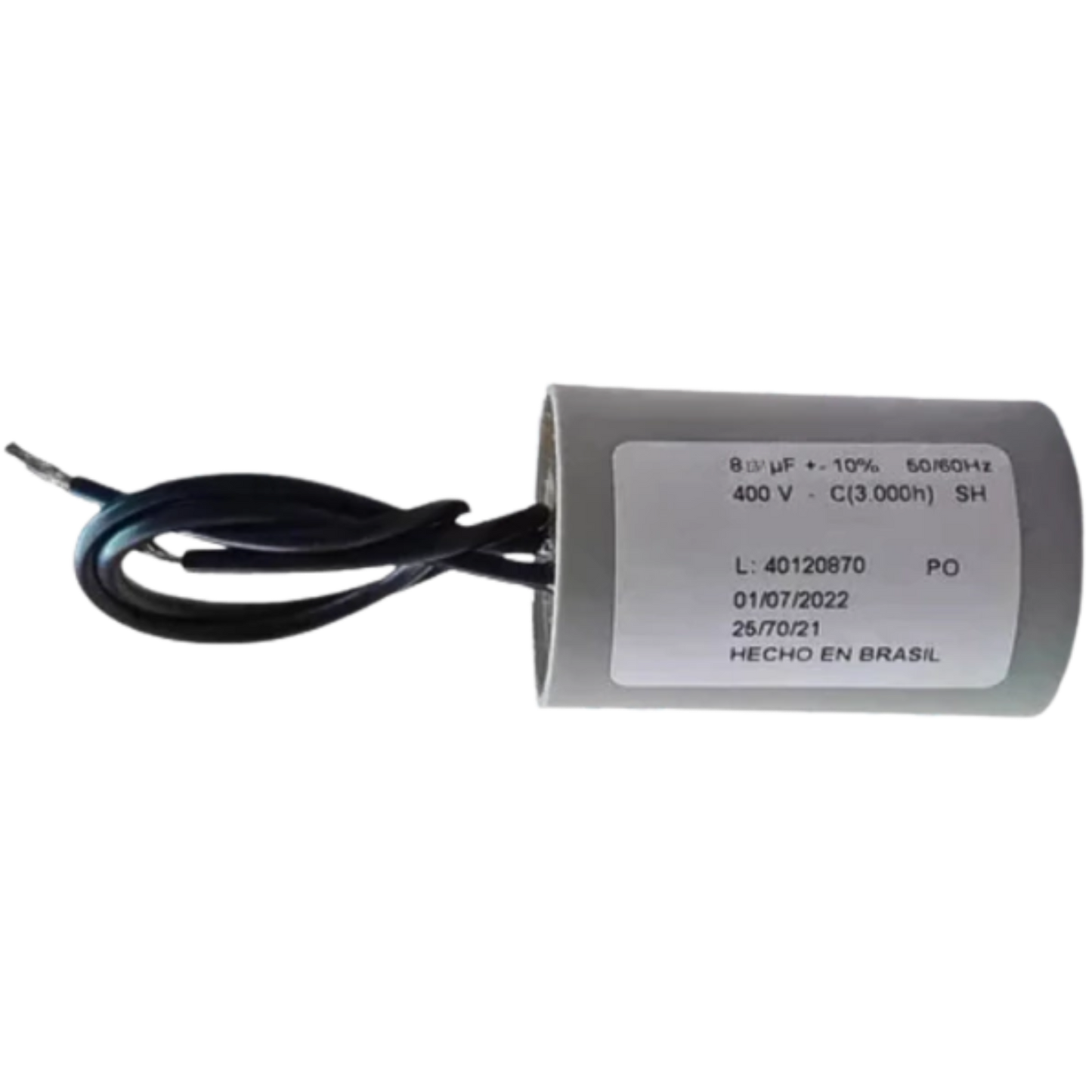 Capacitor De Partida 8uF 400V 30x46mm (2Fios)