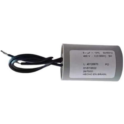 Capacitor De Partida 8uF 400V 30x46mm (2Fios)