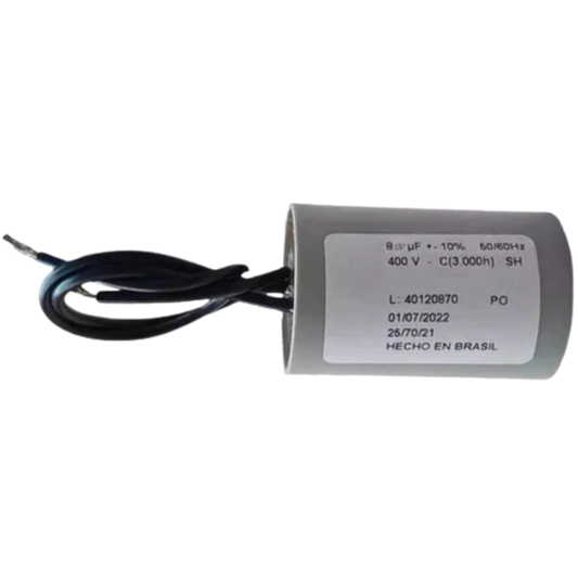 Capacitor De Partida 8uF 400V 30x46mm (2Fios)
