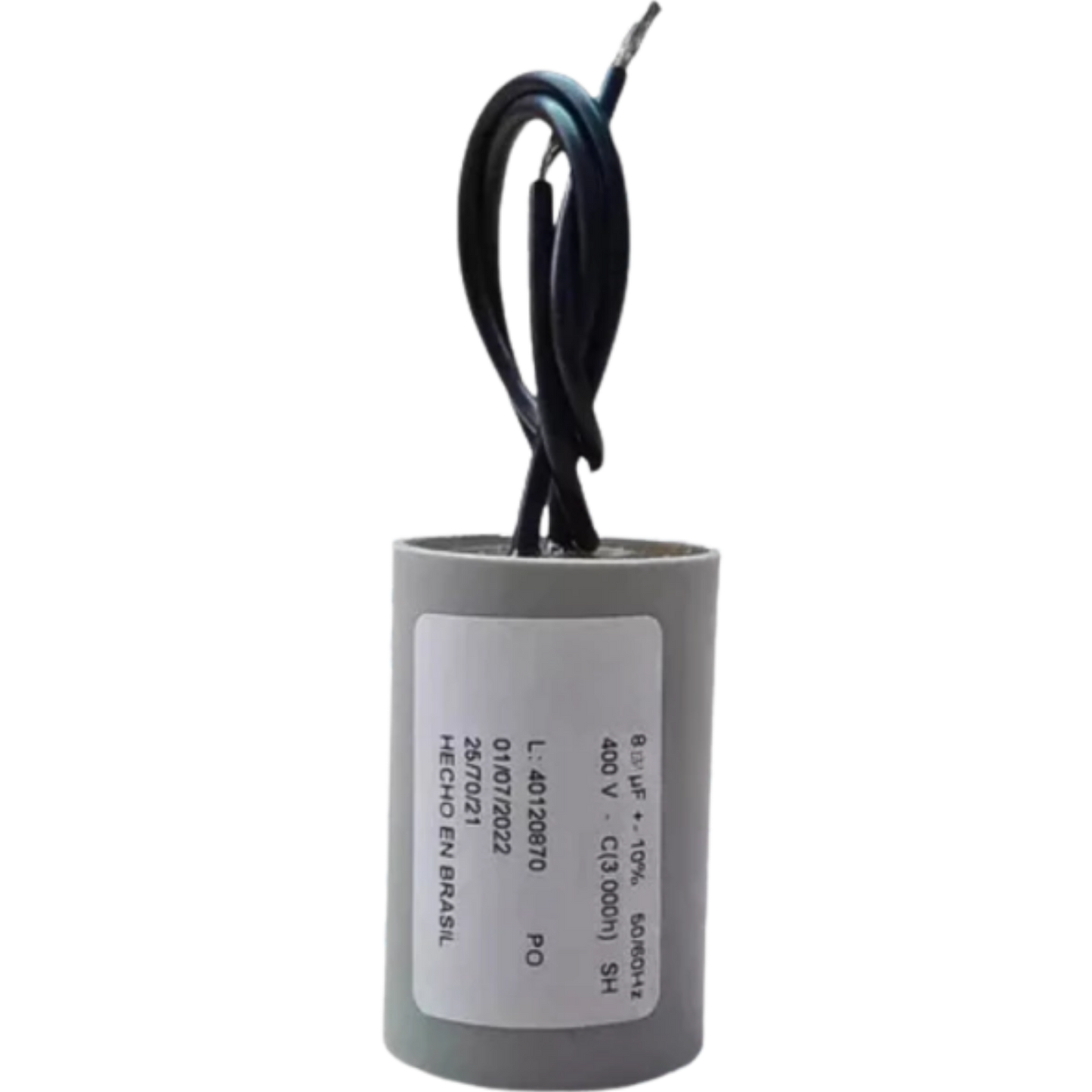 Capacitor De Partida 8uF 400V 30x46mm (2Fios)