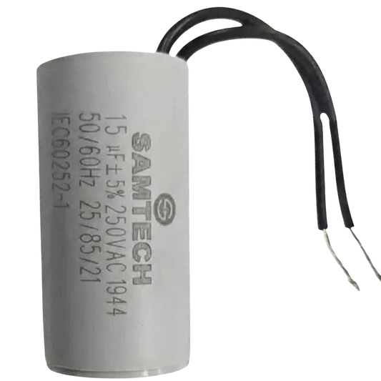 Capacitor De Partida 15uF 250V 30x50mm (2Fios)