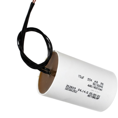 Capacitor De Partida 15uF 440/450V 45x50mm (2Fios)