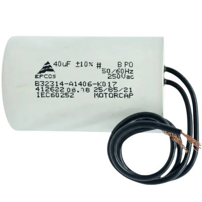 Capacitor De Partida 40uF 250V 40x62mm (2Fios)