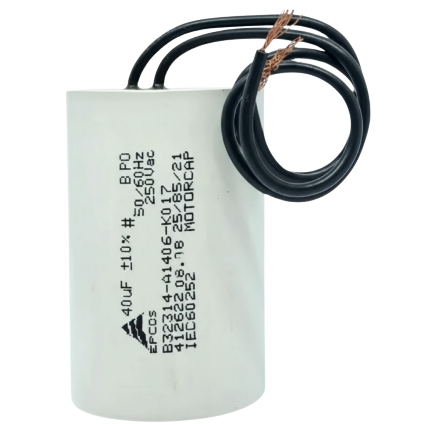 Capacitor De Partida 40uF 250V 40x62mm (2Fios)