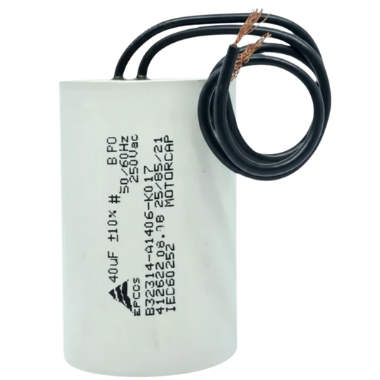 Capacitor De Partida 40uF 250V 40x62mm (2Fios)