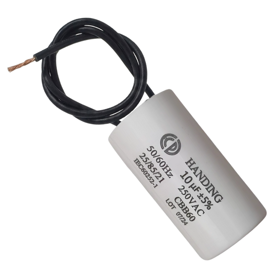Capacitor De Partida 10uF 250V 25x48mm (2Fios)