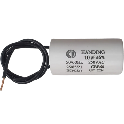 Capacitor De Partida 10uF 250V 25x48mm (2Fios)