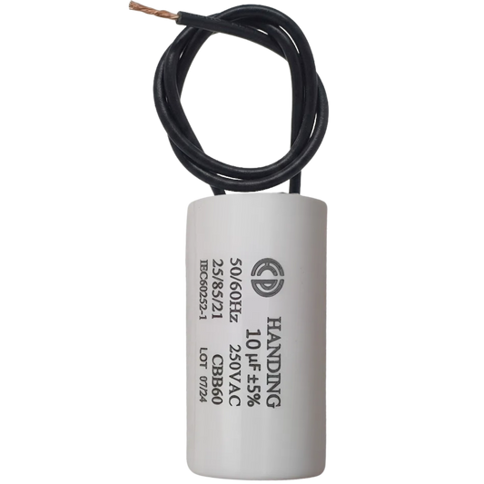 Capacitor De Partida 10uF 250V 25x48mm (2Fios)