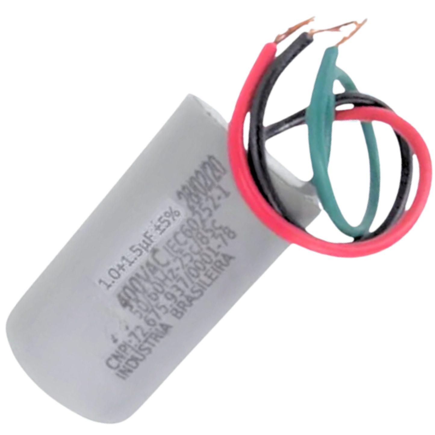 Capacitor De Partida 1uF+1,5uF 400V 27x47mm (3Fios)