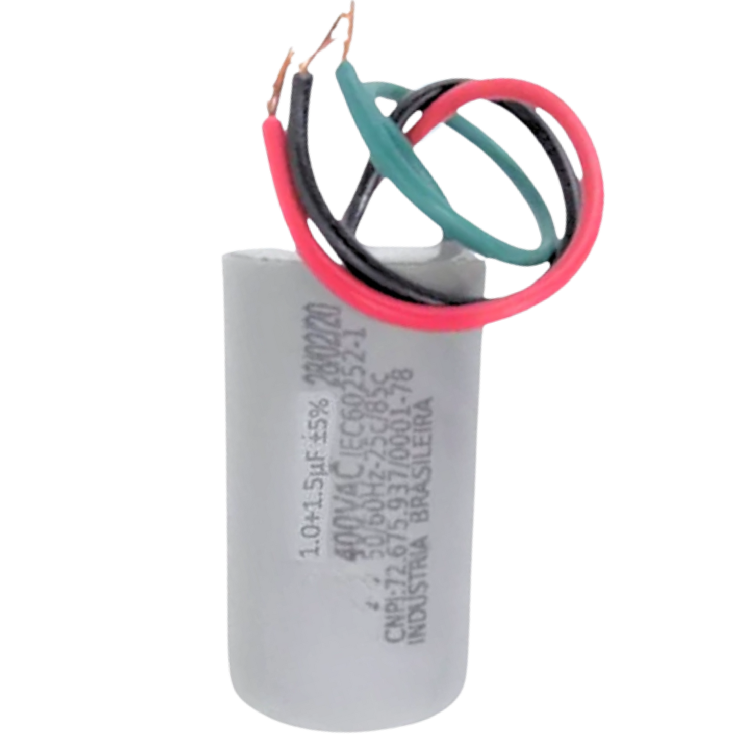 Capacitor De Partida 1uF+1,5uF 400V 27x47mm (3Fios)