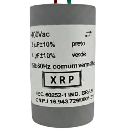 Capacitor De Partida 3uF+4uF 400V 27x47mm (3Fios)