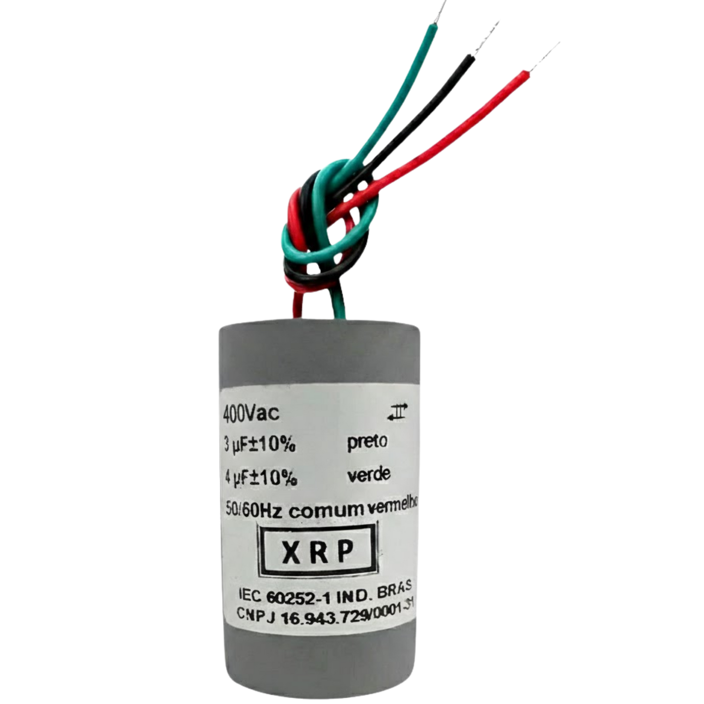 Capacitor De Partida 3uF+4uF 400V 27x47mm (3Fios)