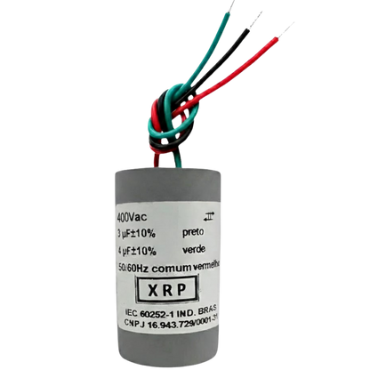 Capacitor De Partida 3uF+4uF 400V 27x47mm (3Fios)