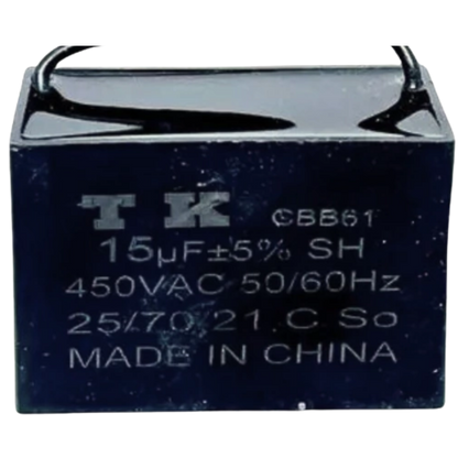 Capacitor De Partida CBB61 15uF 450V (2Fios)