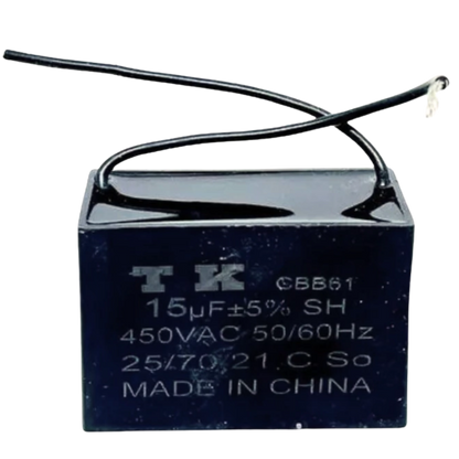 Capacitor De Partida CBB61 15uF 450V (2Fios)