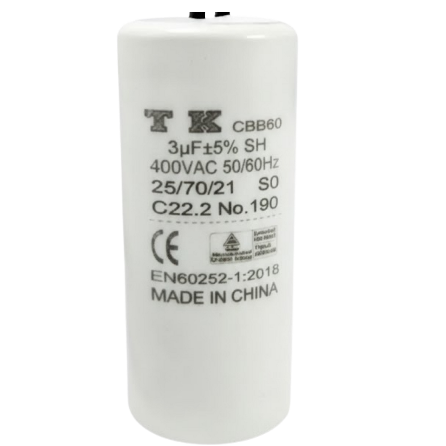 Capacitor De Partida 3uF 400V 25x55mm (2Fios)