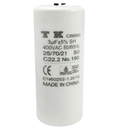 Capacitor De Partida 3uF 400V 25x55mm (2Fios)