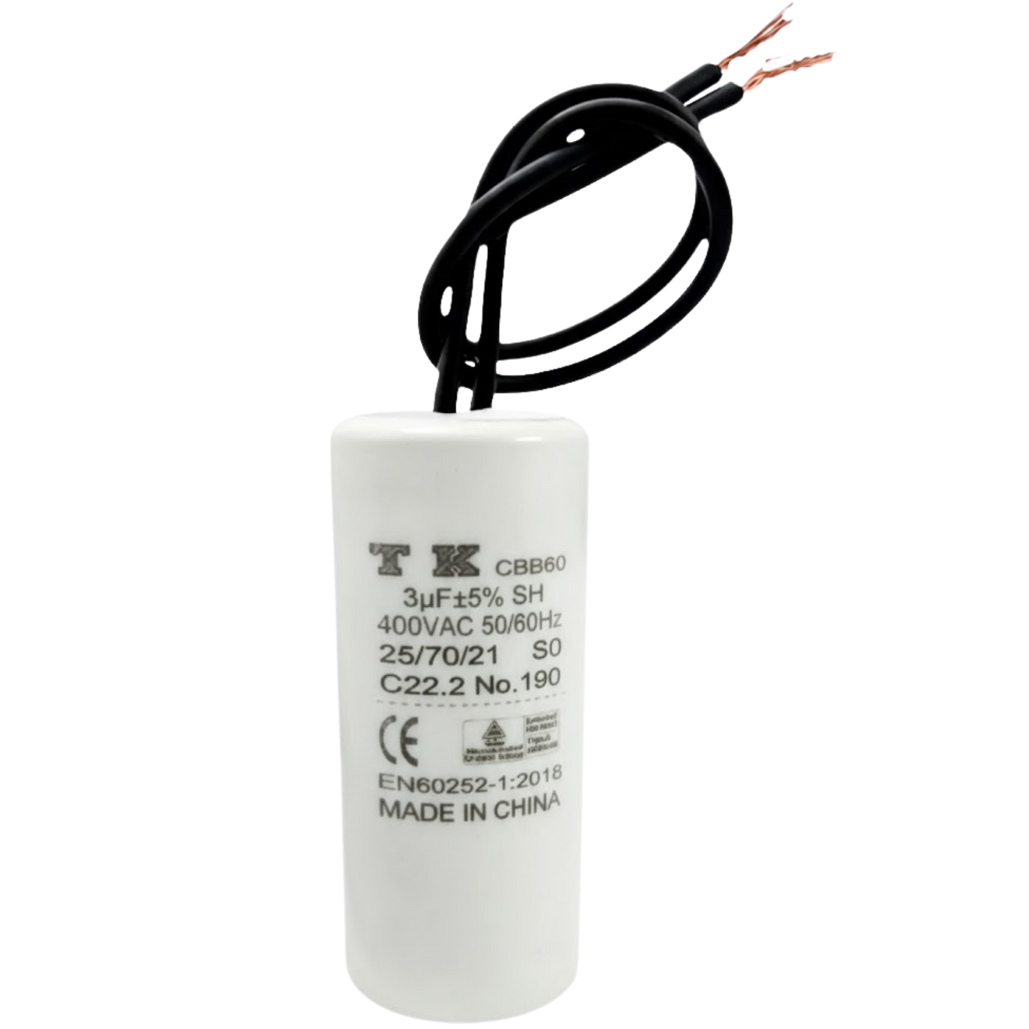 Capacitor De Partida 3uF 400V 25x55mm (2Fios)