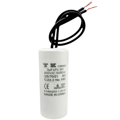 Capacitor De Partida 3uF 400V 25x55mm (2Fios)