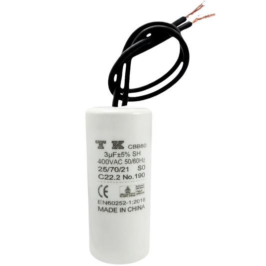 Capacitor De Partida 3uF 400V 25x55mm (2Fios)