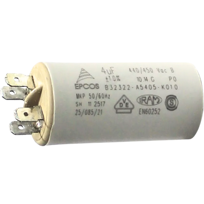 Capacitor De Partida 4uF 440/450V 30x62mm (Fast-on)