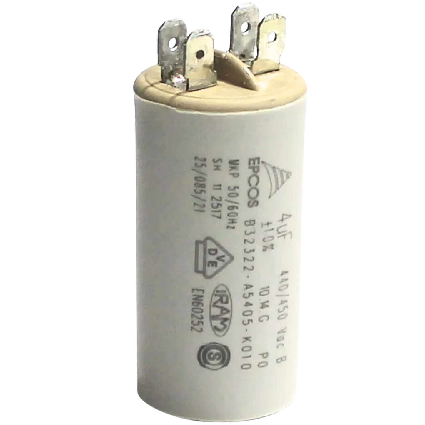 Capacitor De Partida 4uF 440/450V 30x62mm (Fast-on)