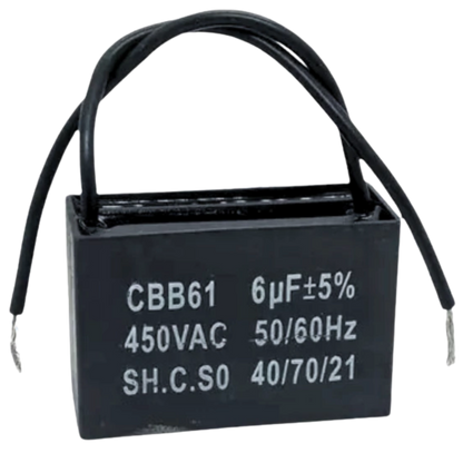 Capacitor De Partida CBB61 6uF 450V (2Fios)