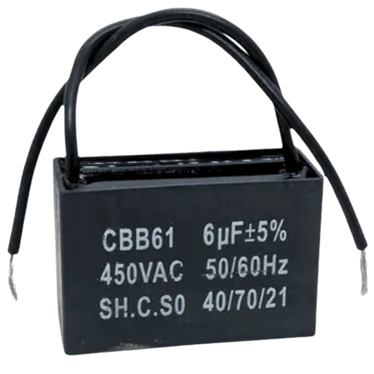 Capacitor De Partida CBB61 6uF 450V (2Fios)