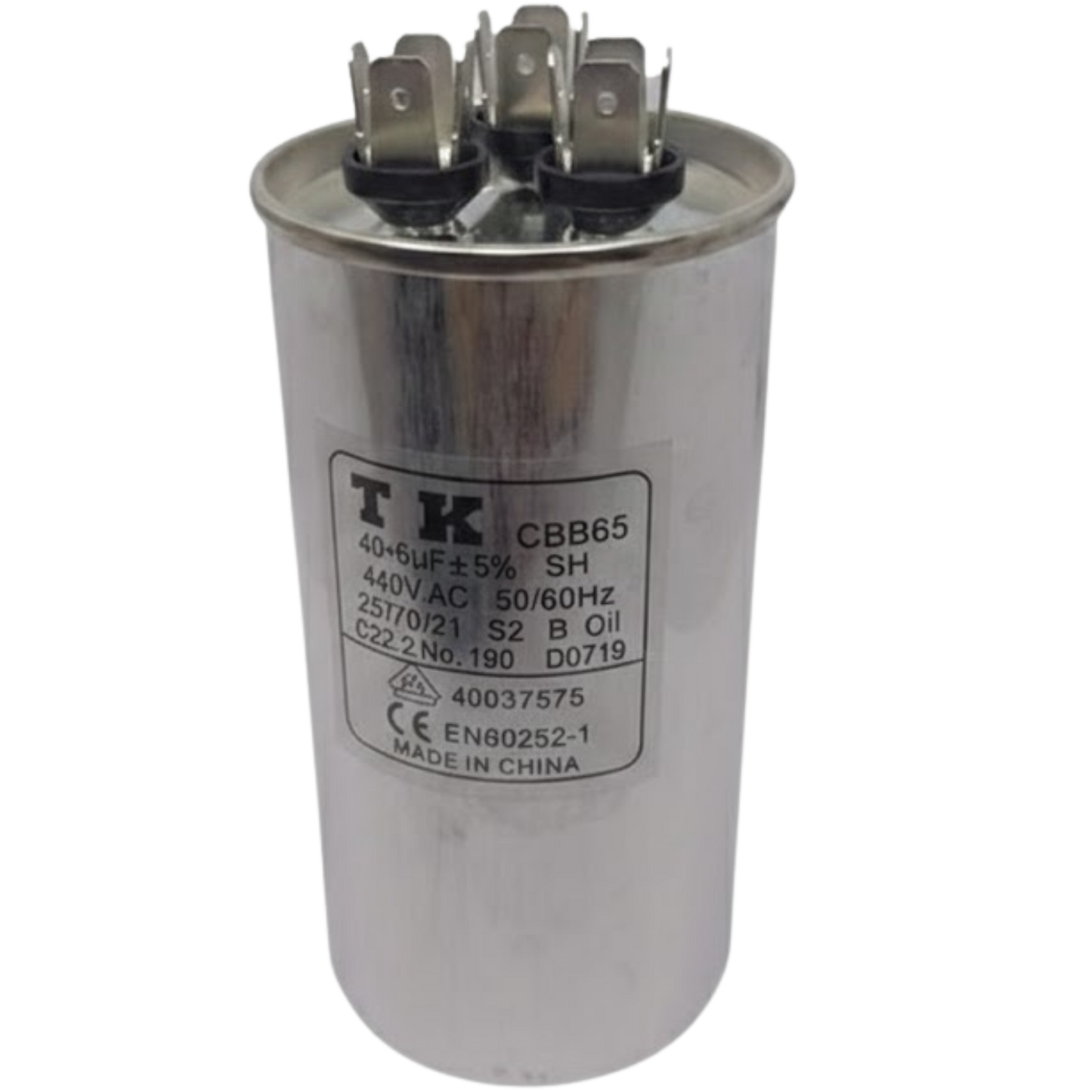 Capacitor De Partida 40uF+6uF 440V 55x105mm (Fast-on)