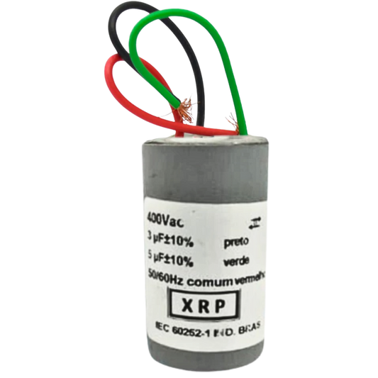 Capacitor De Partida 3uF+5uF 400V 27x47mm (3Fios)