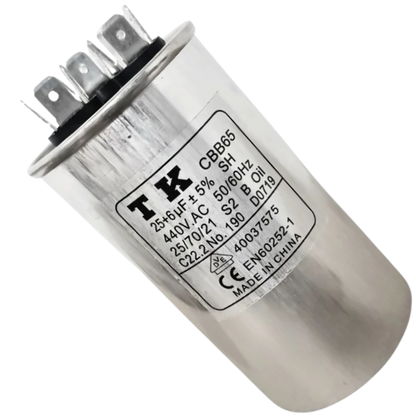 Capacitor De Partida 25uF+6uF 440V 50x90mm (Fast-on)