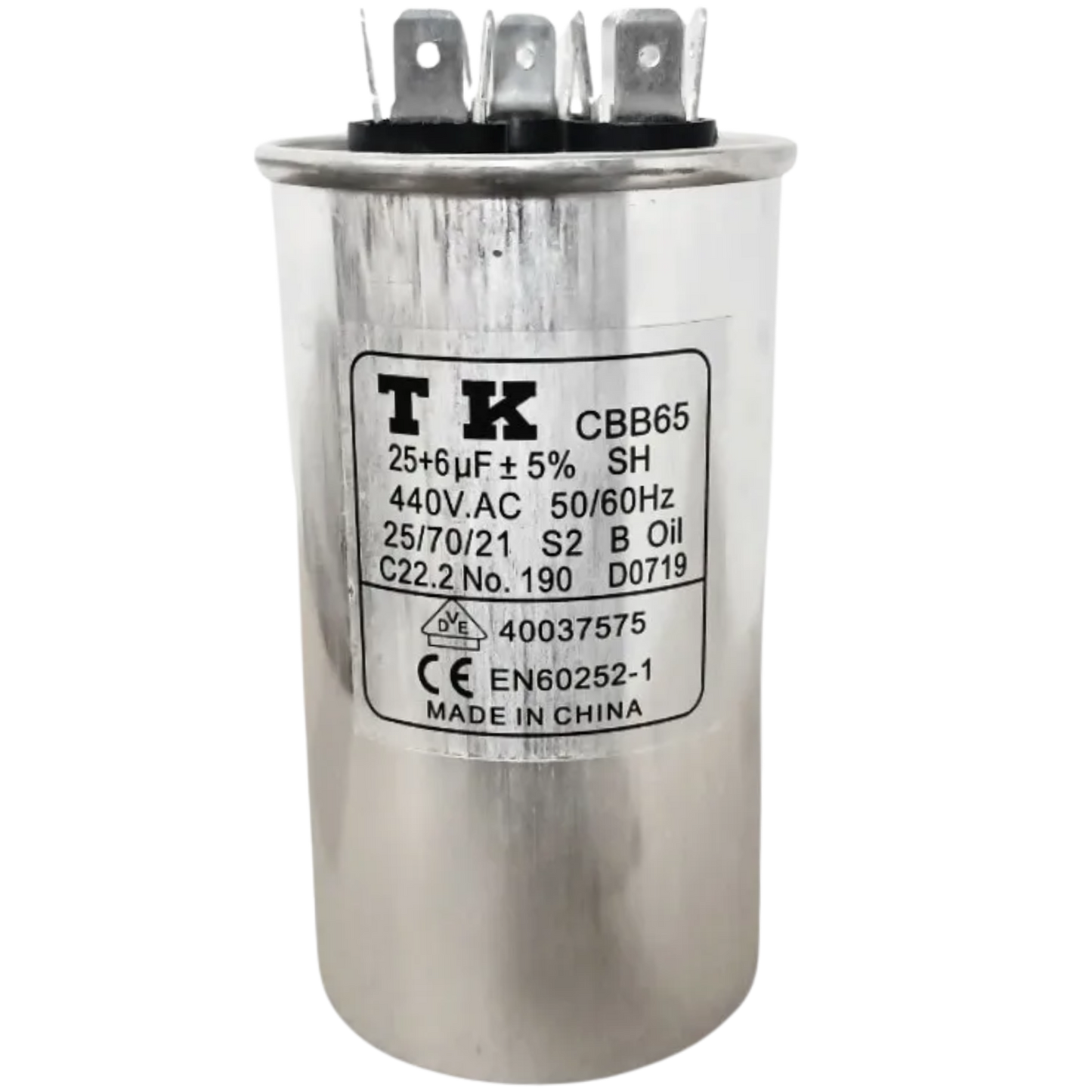 Capacitor De Partida 25uF+6uF 440V 50x90mm (Fast-on)