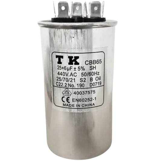 Capacitor De Partida 25uF+6uF 440V 50x90mm (Fast-on)