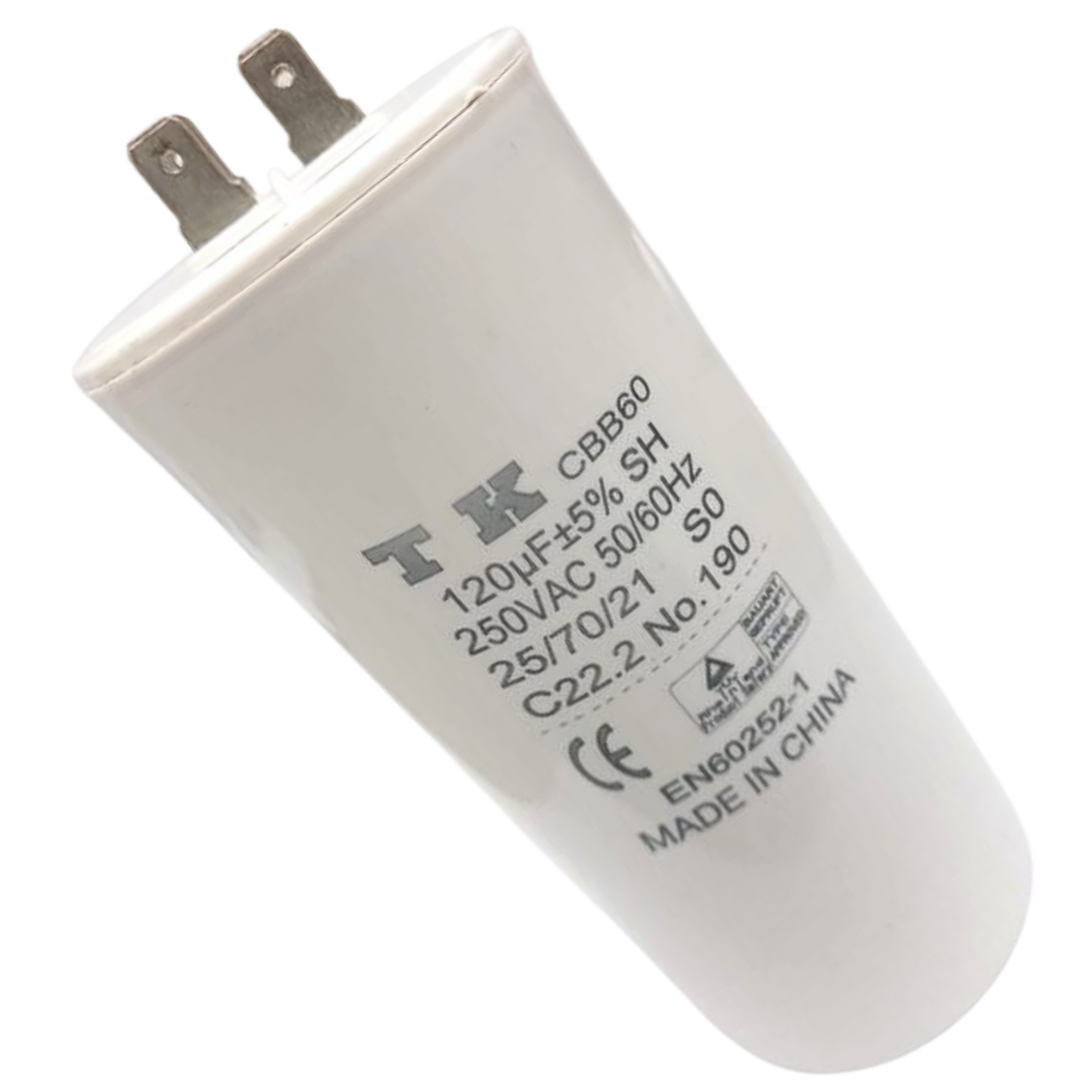 Capacitor De Partida 120uF 250V 53x117mm (Fast-on)