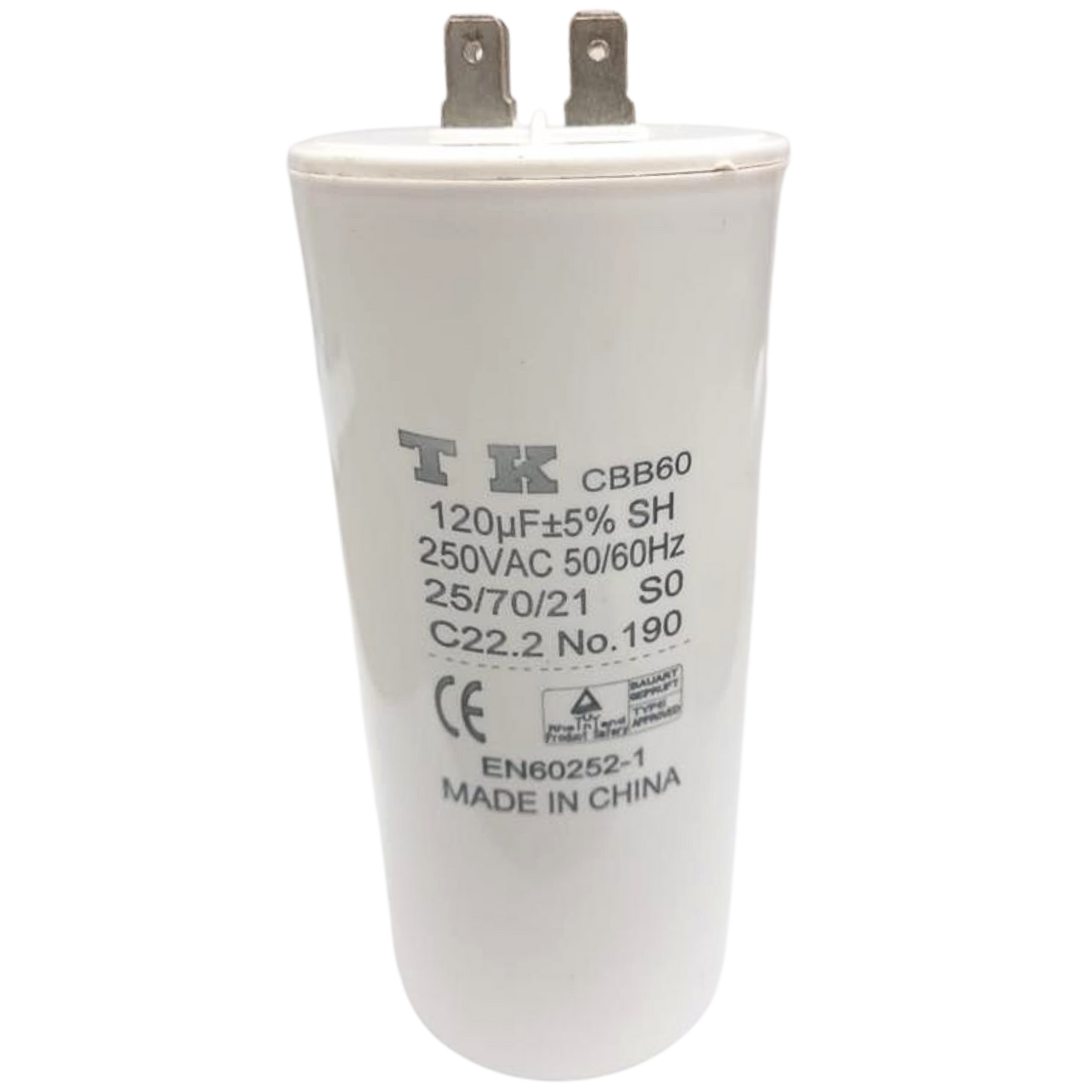 Capacitor De Partida 120uF 250V 53x117mm (Fast-on)