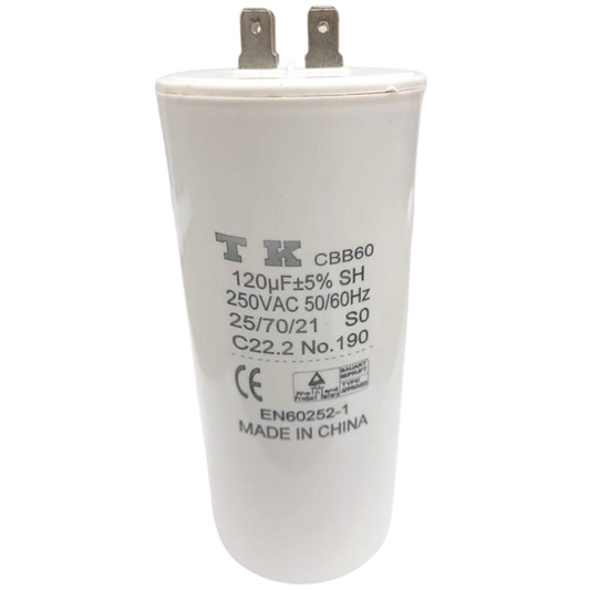 Capacitor De Partida 120uF 250V 53x117mm (Fast-on)